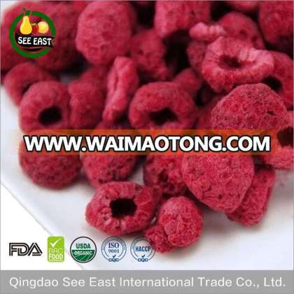 Low fat healthy snacks freeze dried raspberry